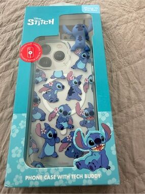 Disney Stitch Multi-Blue iPhone 15 Pro Max Case with Tech Buddy